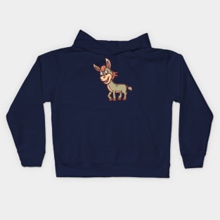 cute smiling donkey cartoon Kids Hoodie